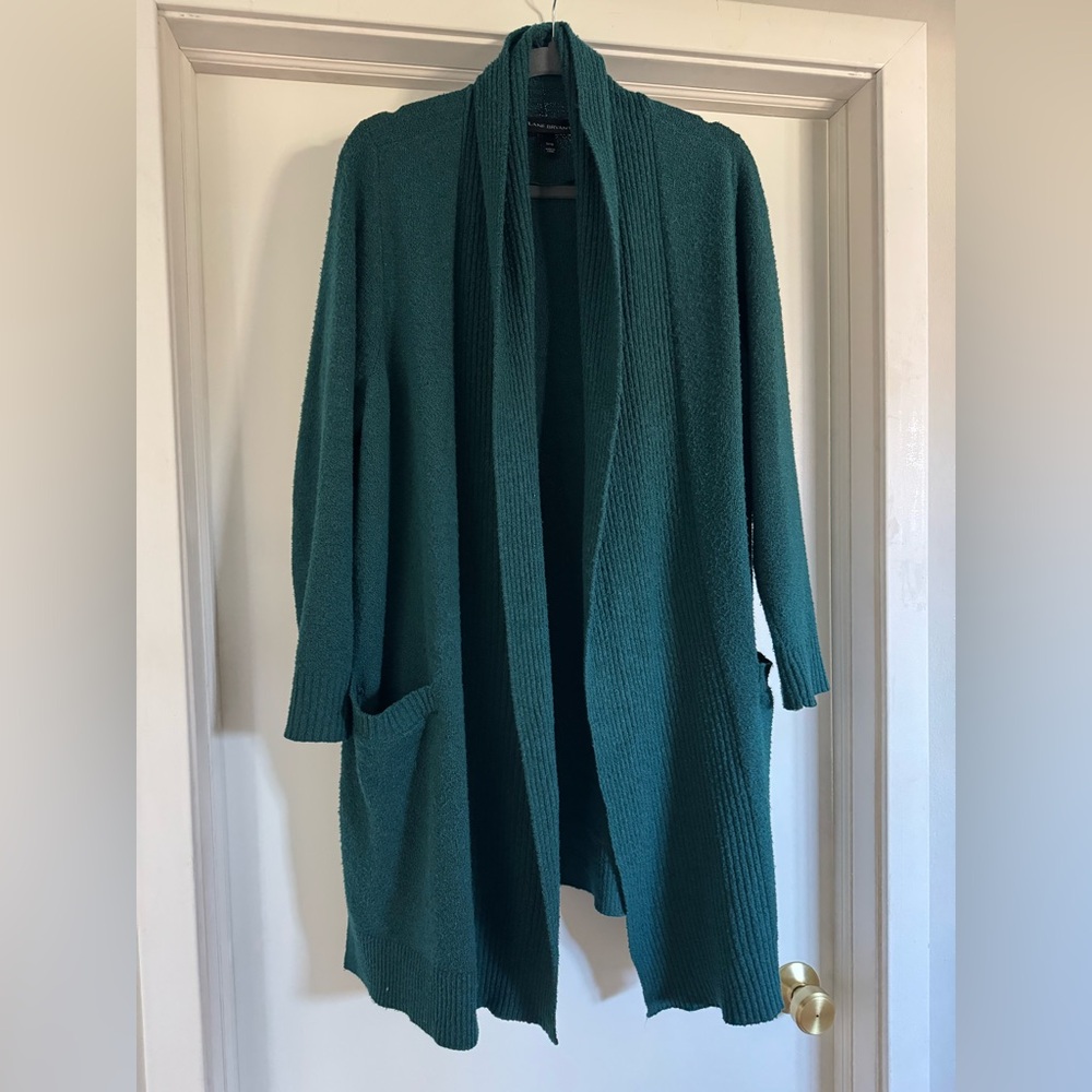 Lane Bryant Teal Open-Front Longline Cardigan with Pockets Size 14/16